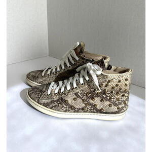 Stokton Italy Women's Leather Sneakers Snake Skin Gold Studded Shoes US 8/EU 39
